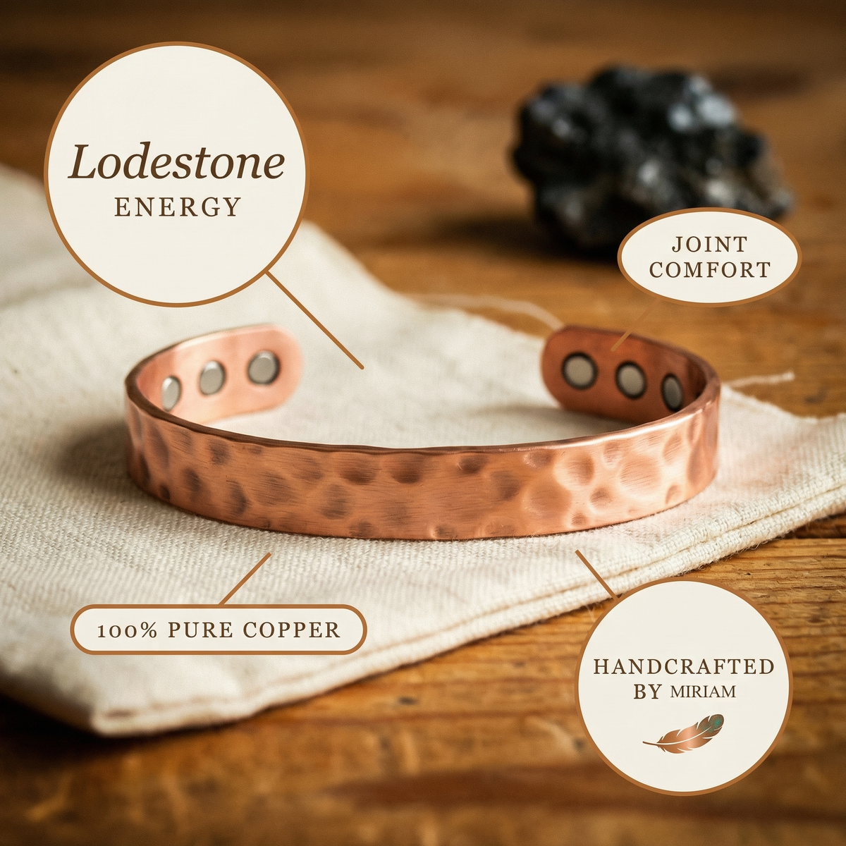 Miriam's Lodestone Copper Bracelet