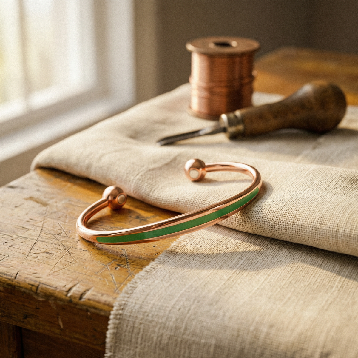 Miriam's Jade Copper Bracelet