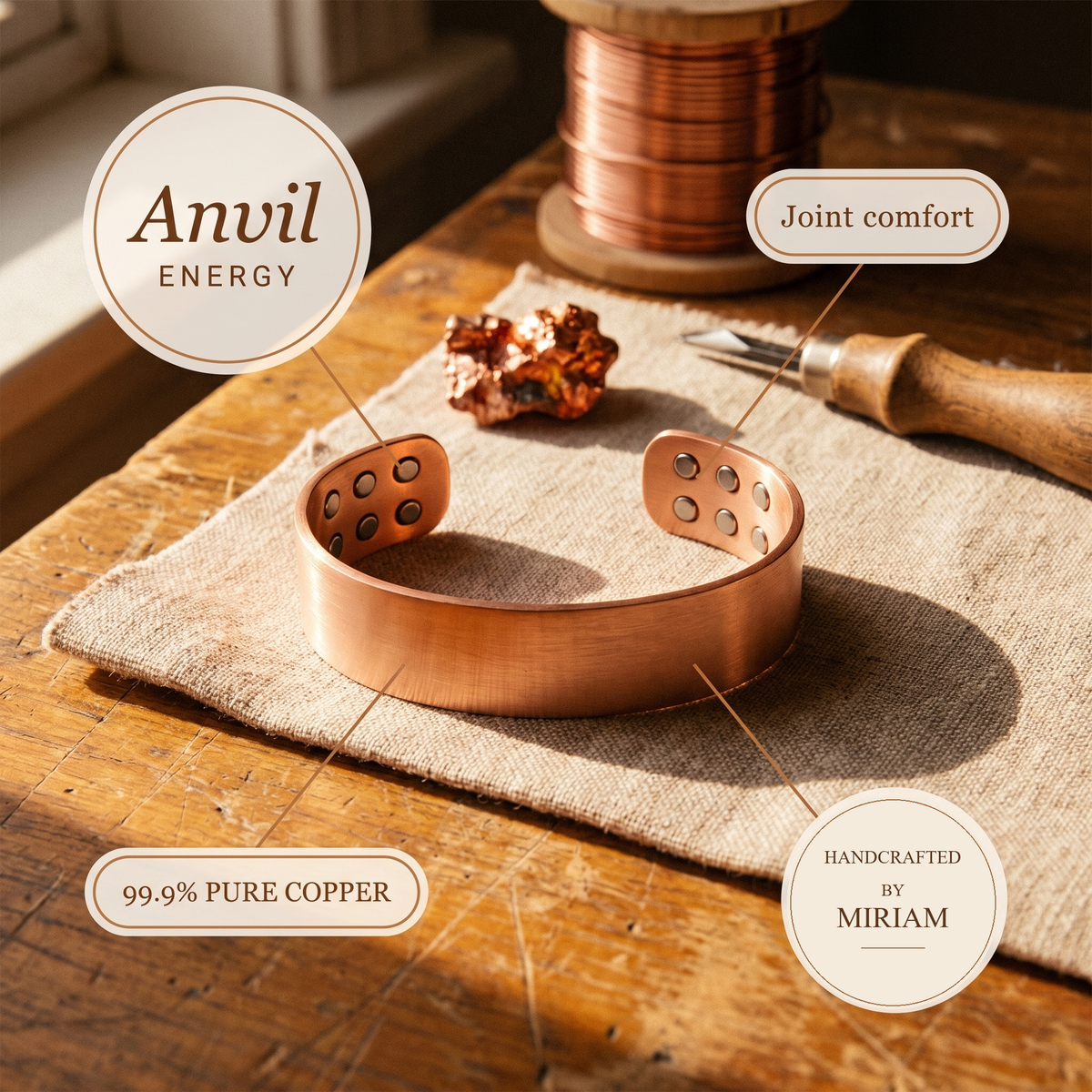 Miriam's Anvil Copper Bracelet