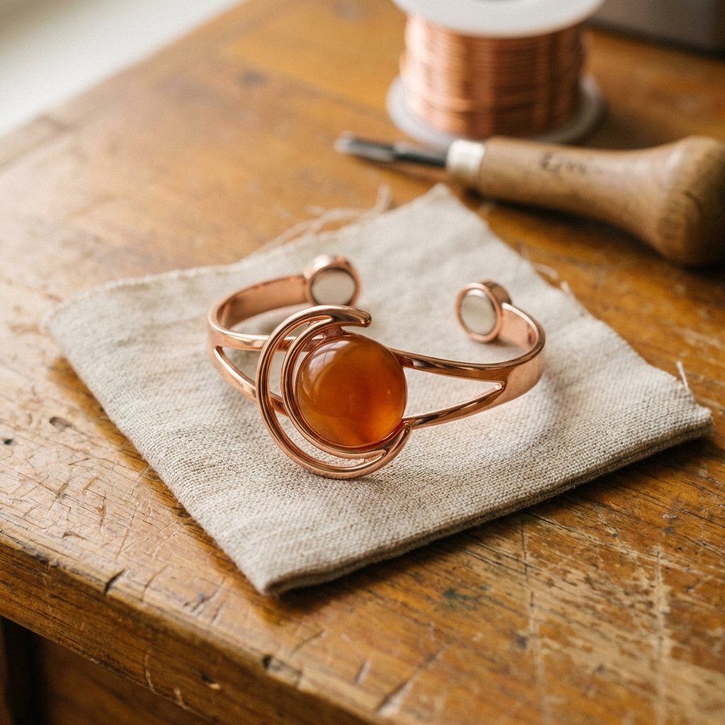 Miriam's Sphere Orange Copper Bracelet