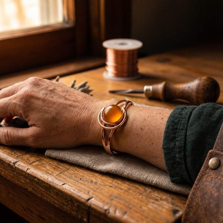 Miriam's Sphere Orange Copper Bracelet