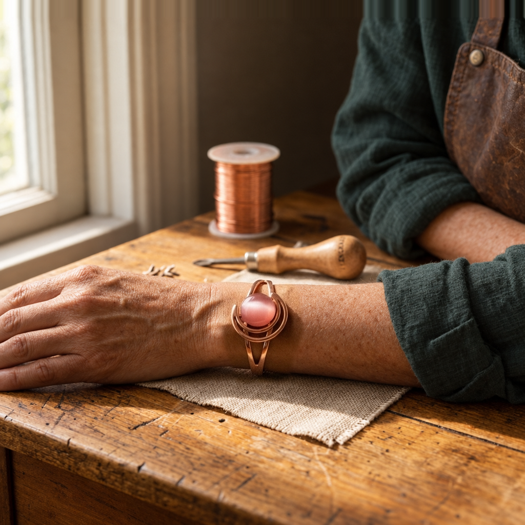Miriam's Sphere Pink Copper Bracelet