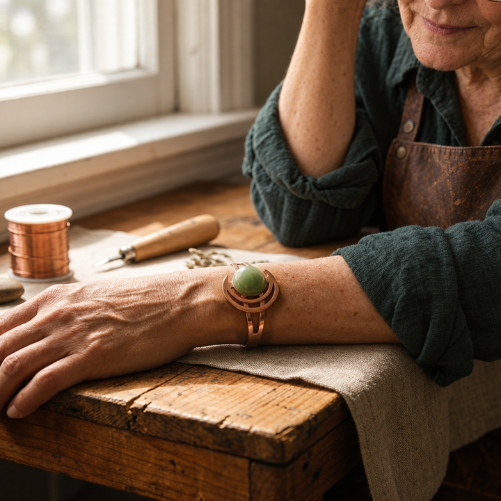 Miriam's Sphere Green Copper Bracelet