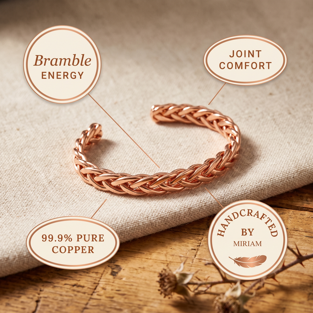 Miriam's Bramble Copper Bracelet