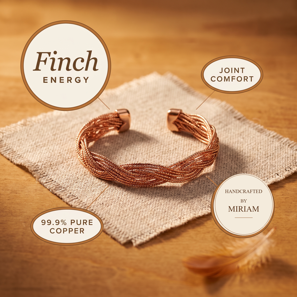 Miriam's Finch Copper Bracelet