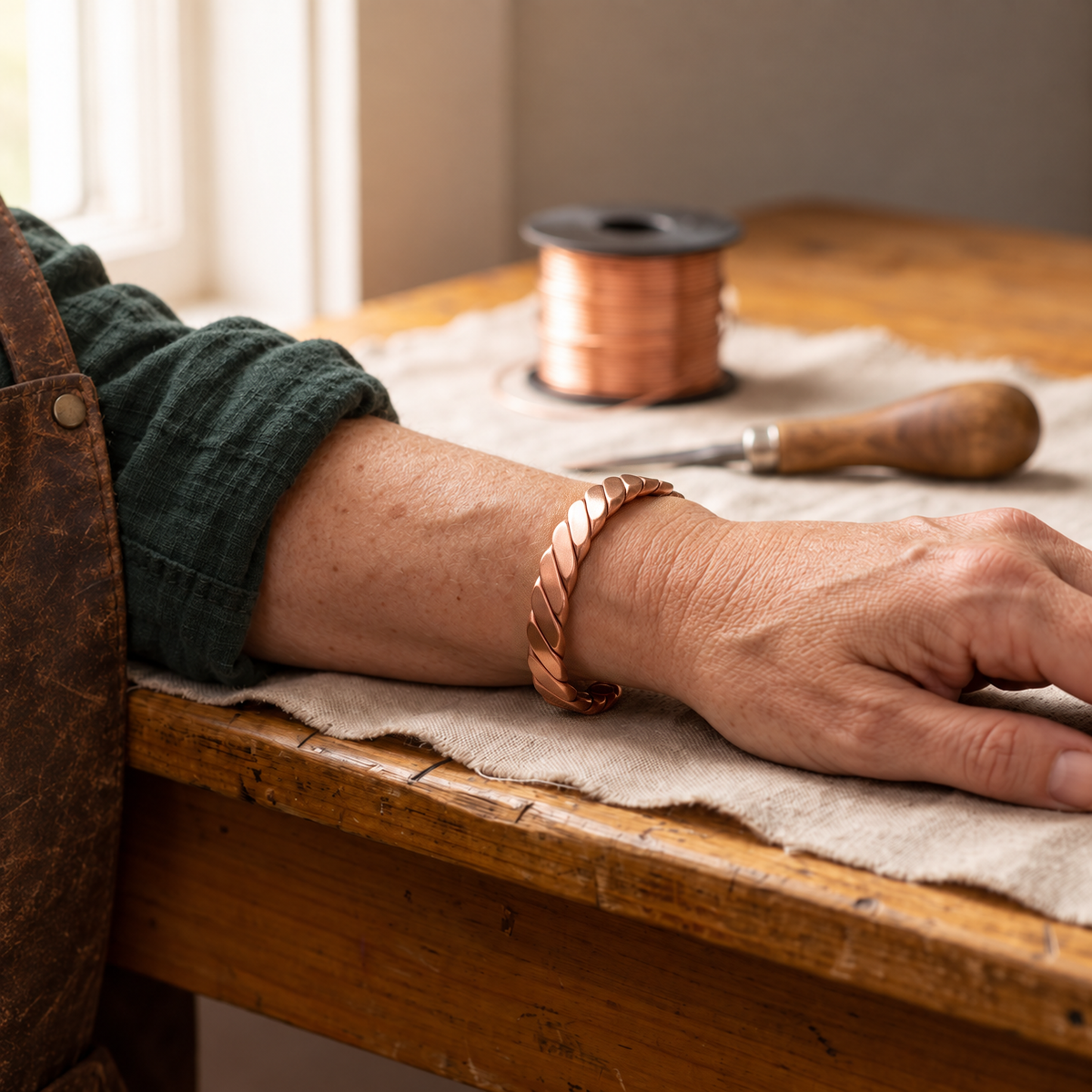 Miriam's Moss Copper Bracelet