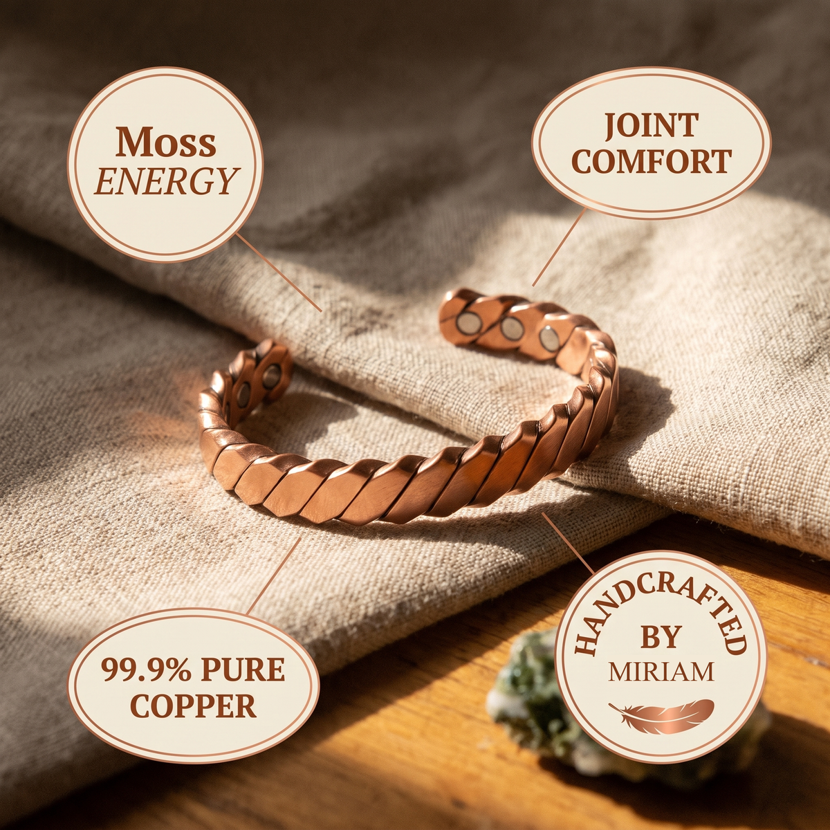 Miriam's Moss Copper Bracelet