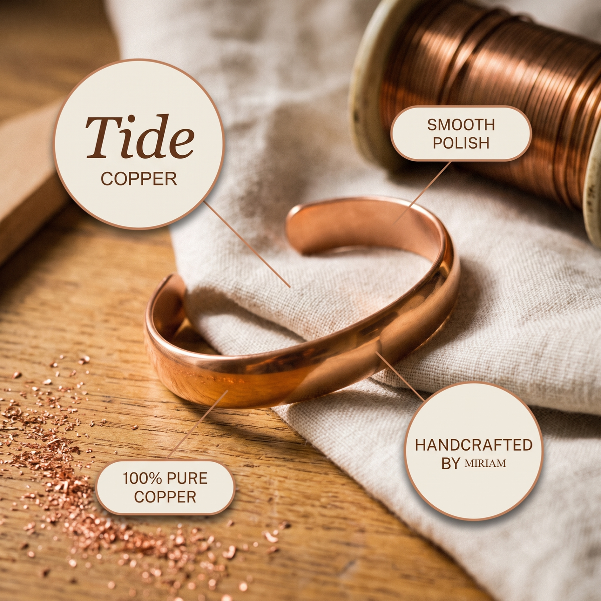 Miriam's Tide Copper Bracelet