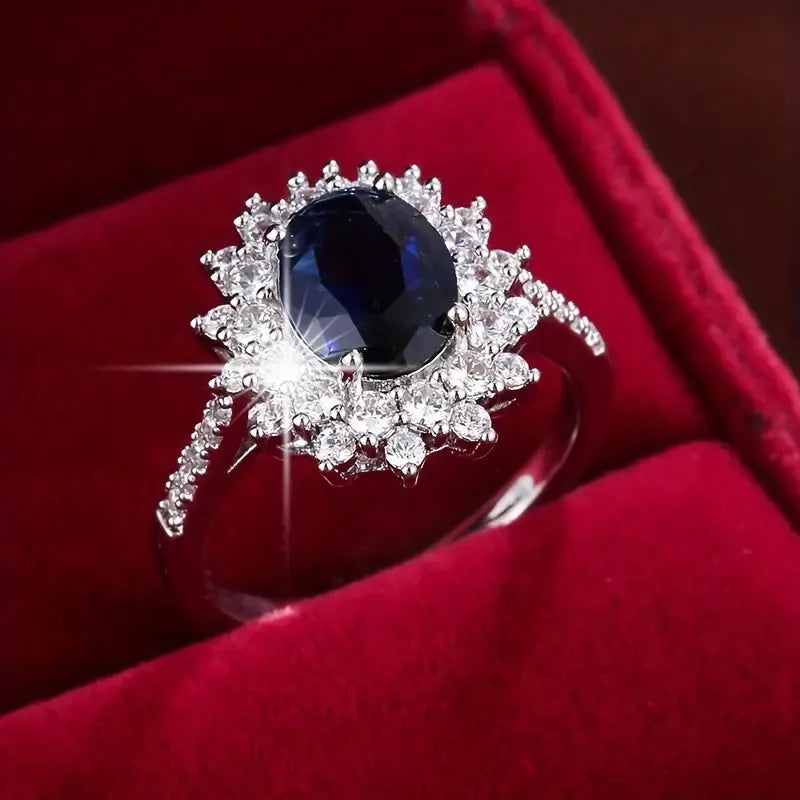 Sappho | Oval Blue Ring