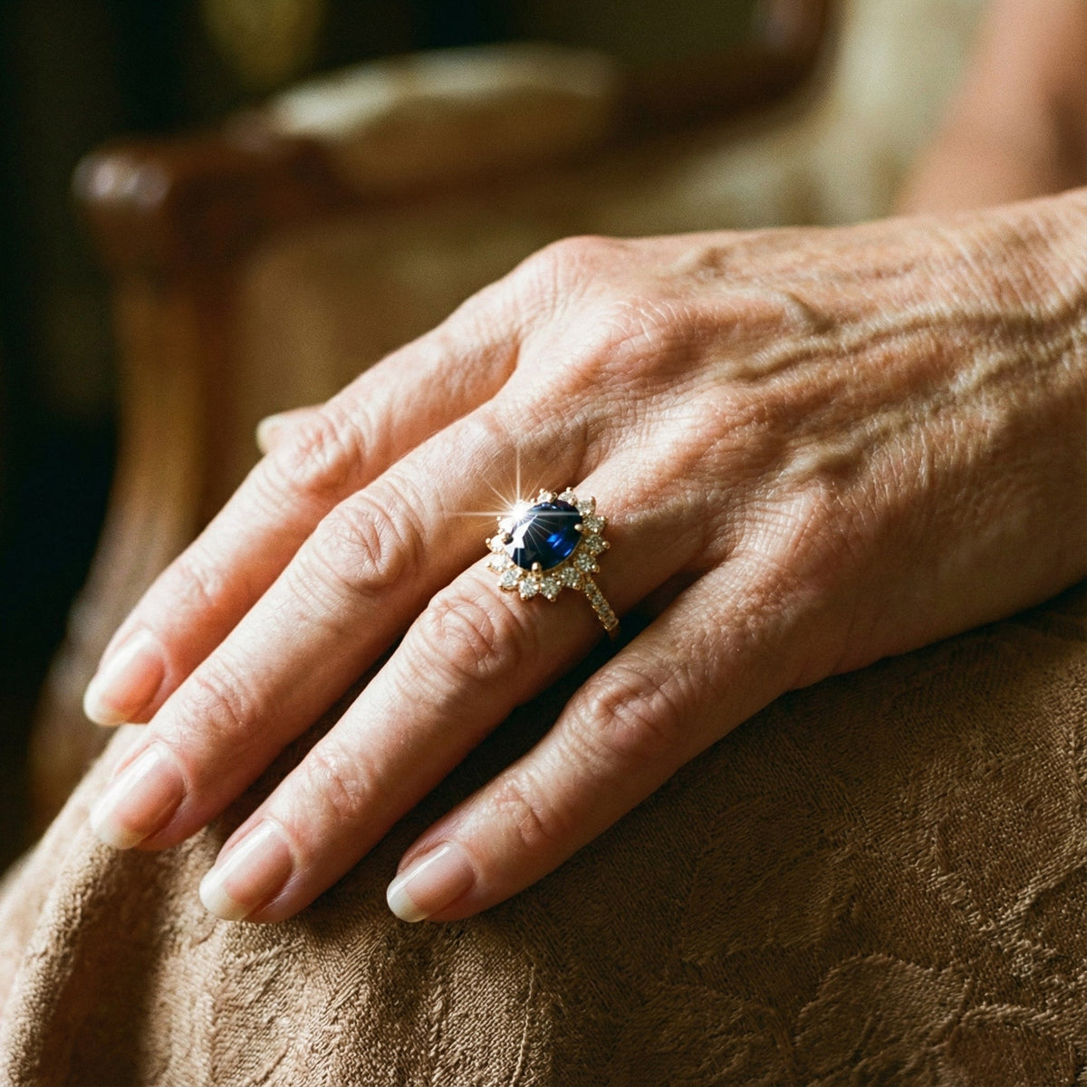 Sappho | Oval Blue Ring
