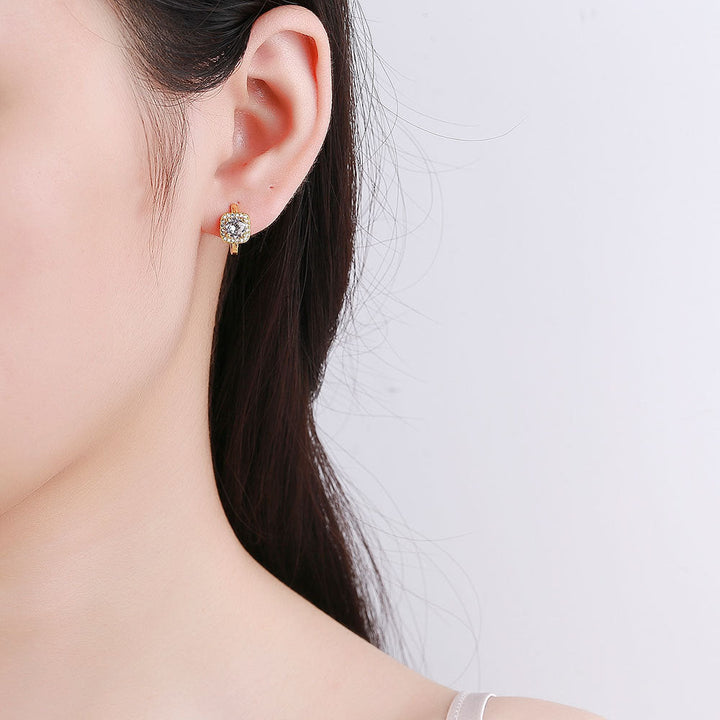 Florence | Round Stone Hoop Earrings