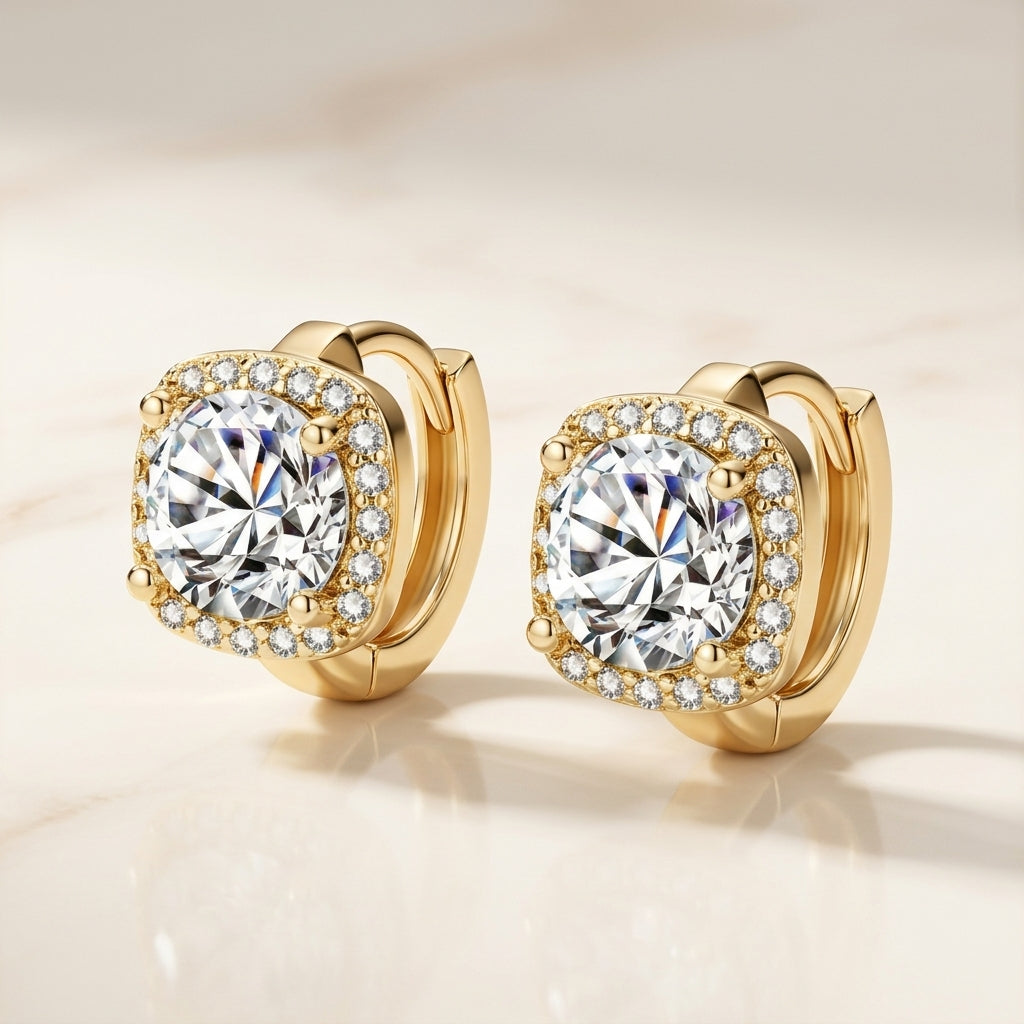 Florence | Round Stone Hoop Earrings