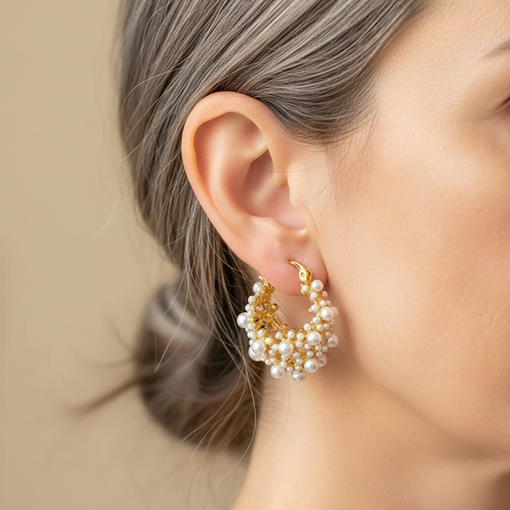 Pearl | Vintage Pearl Hoop Earrings