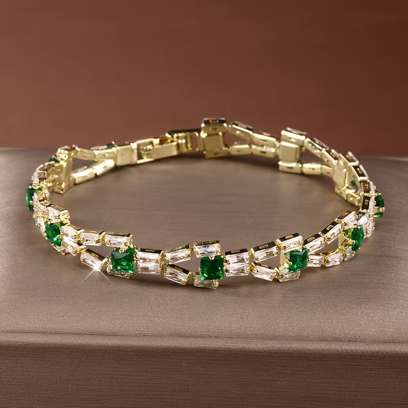 Grace | Green Link Tennis Bracelet