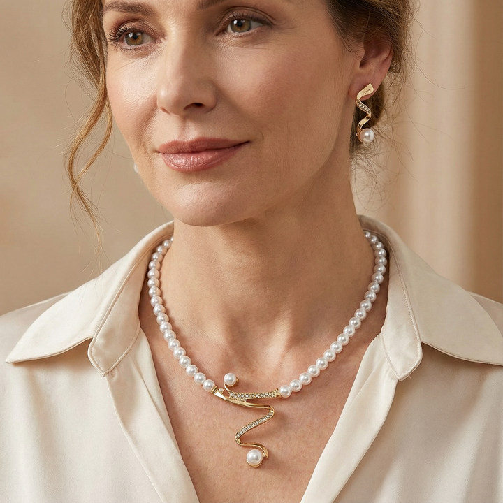 Margot | Natural Pearl Necklace and Earrings Set