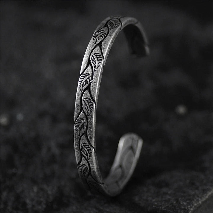 Vintage Silver Leaf Cuff Bracelet