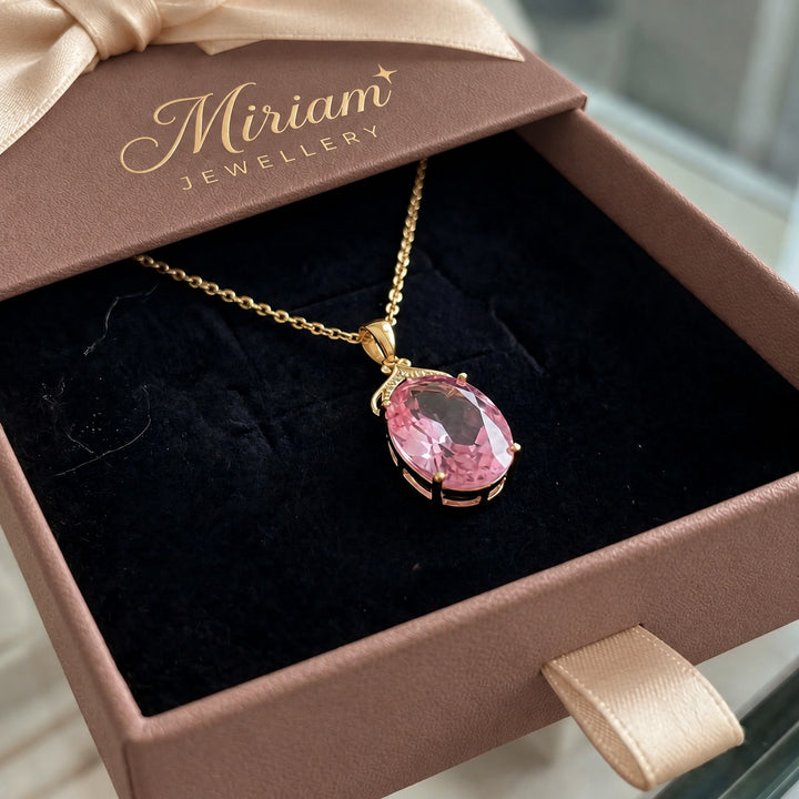 Isabelle | Oval Pink Sapphire Necklace