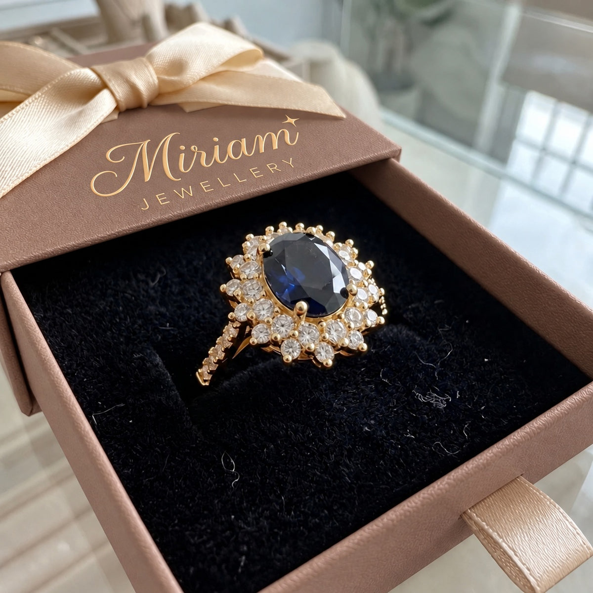 Sappho | Oval Blue Ring