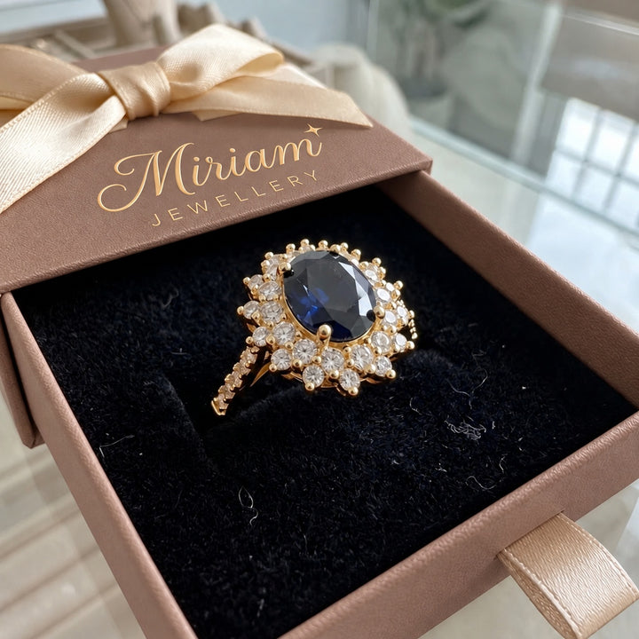 Sappho | Oval Blue Ring