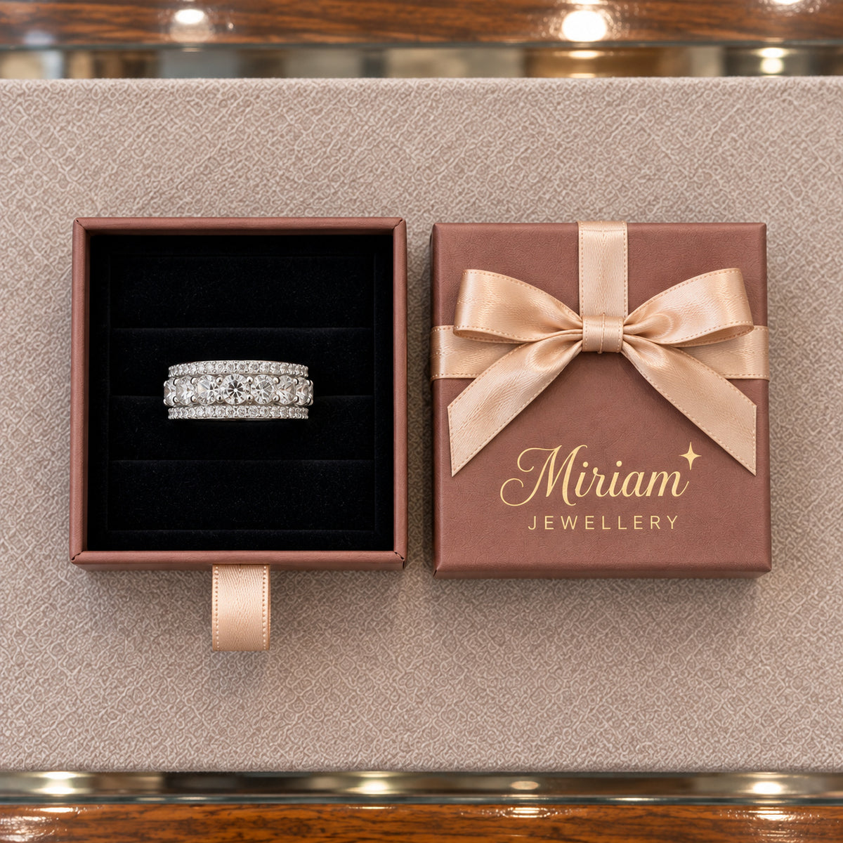 Vintage Silver Eternity Band Ring in a Miriam Jewellery gift box