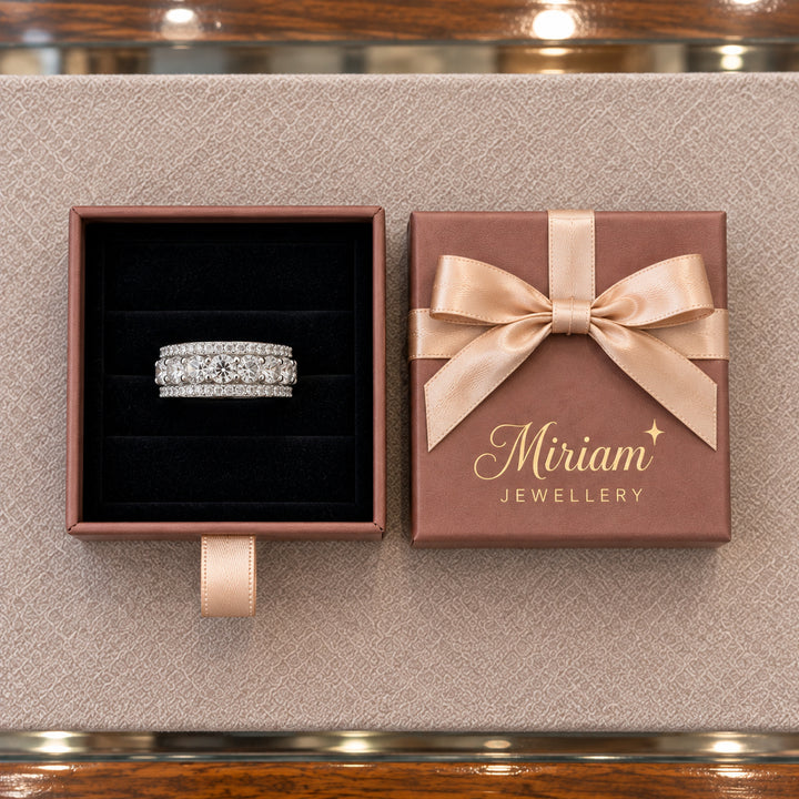 Vintage Silver Eternity Band Ring in a Miriam Jewellery gift box