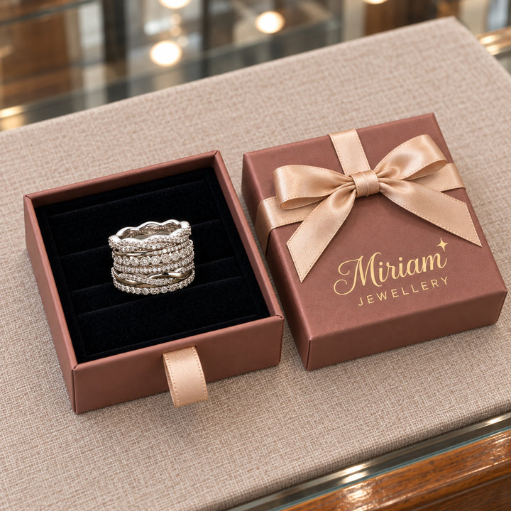 Vintage Layered Zirconia Ring in a Miriam Jewellery gift box