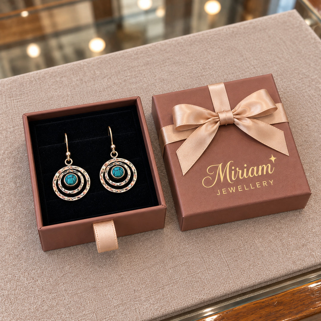 Saturn Boho Earrings in a Miriam Jewellery gift box