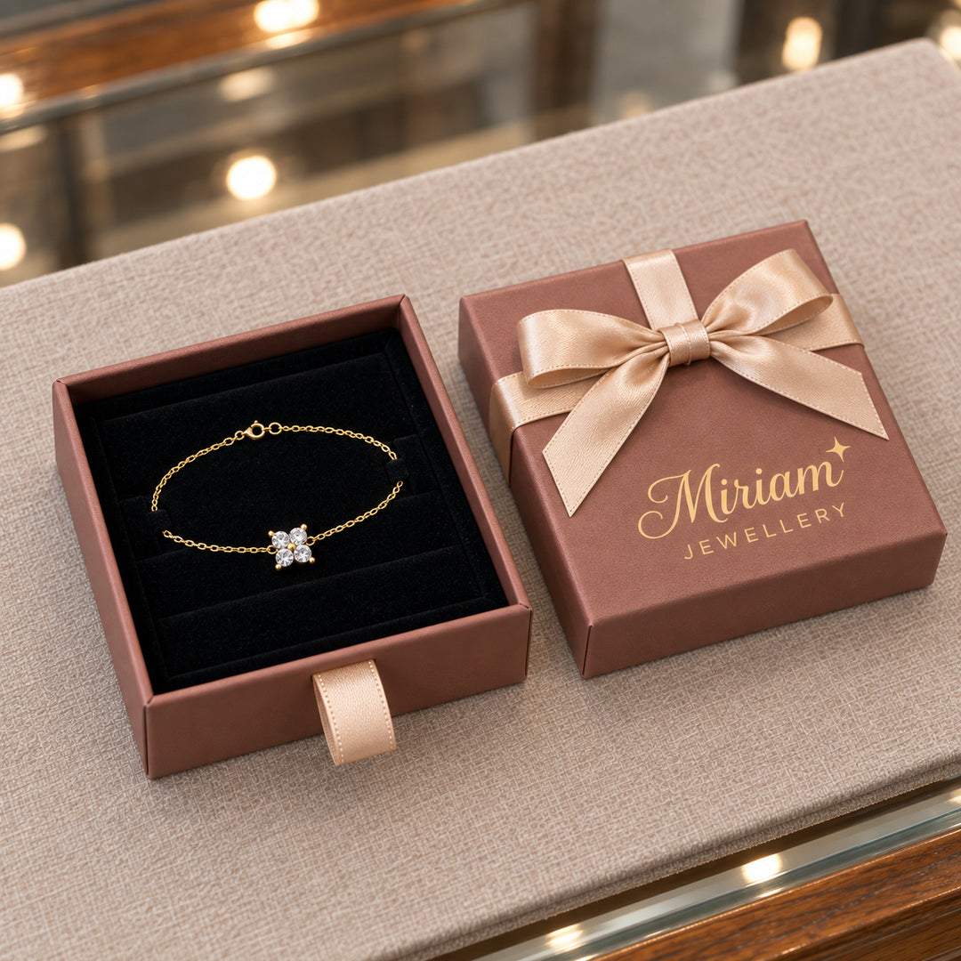 Golden Zirconia Bracelet in a Miriam Jewellery gift box