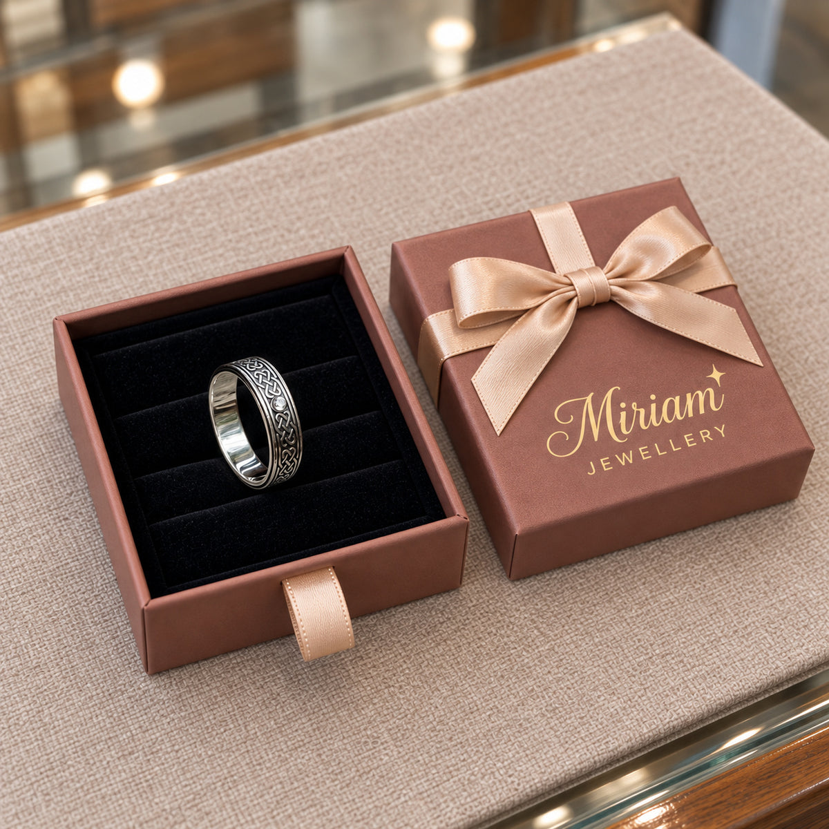 Celtic Heritage Ring in a Miriam Jewellery gift box