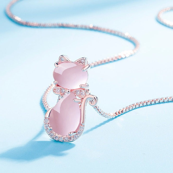 Lovely Pink Cat Necklace